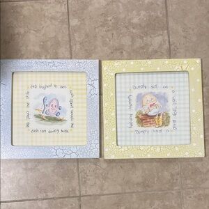 Nursery Rhyme Themed Original Wall Art Set - Blue and Yellow